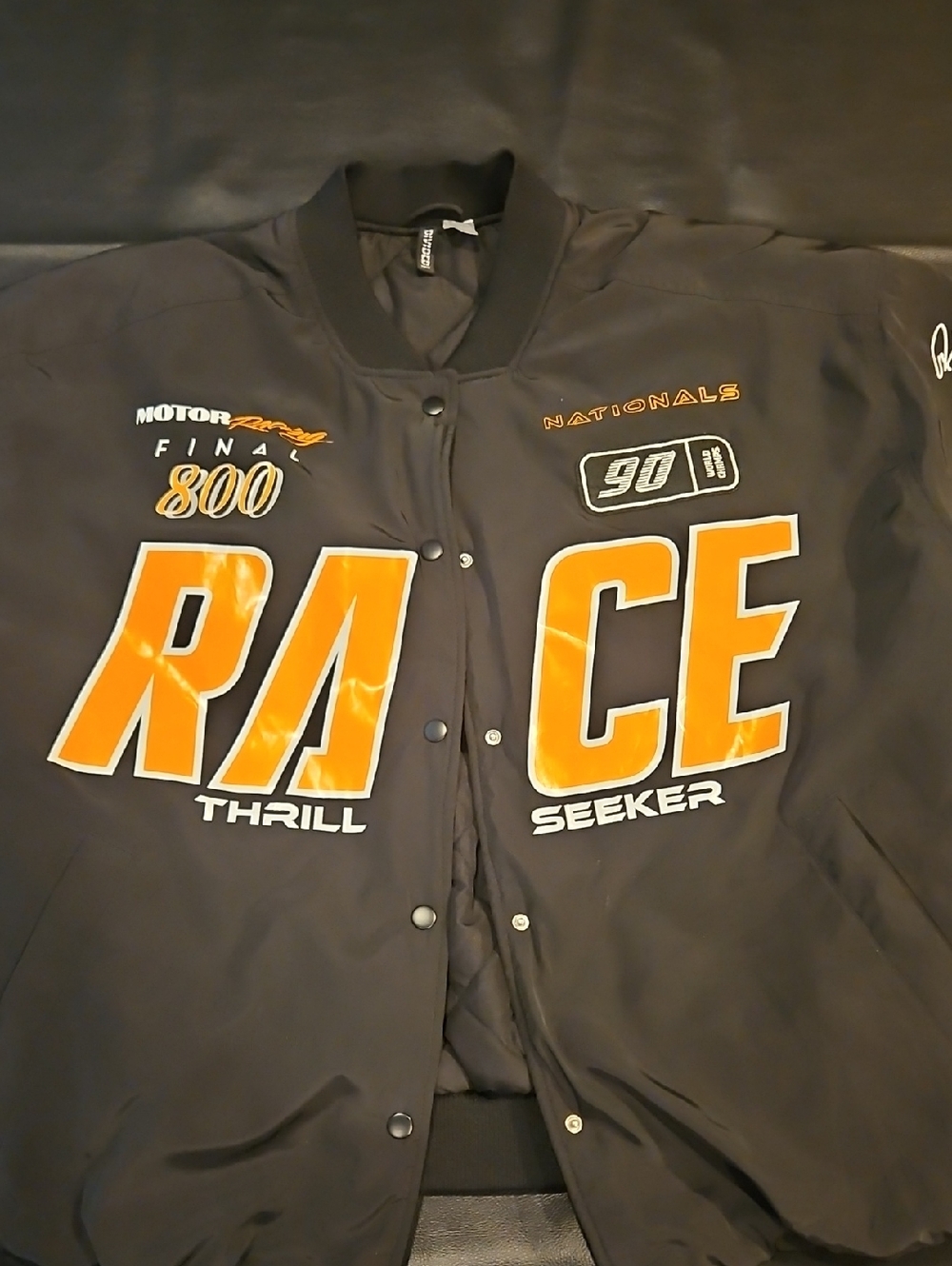 Race Thrill Seeker Black  with Orange Graphics Vintage